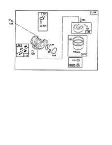 Carburetor 2 Diagram and Parts List for 124800-124899 3201-3246 Briggs and Stratton Engine